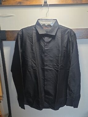 NYX Men’s Black Long-Sleeve Dress Shirt - Button Front